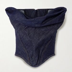 NWT MAGDA BUTRYM Strapless cropped denim bustier top, FR 34